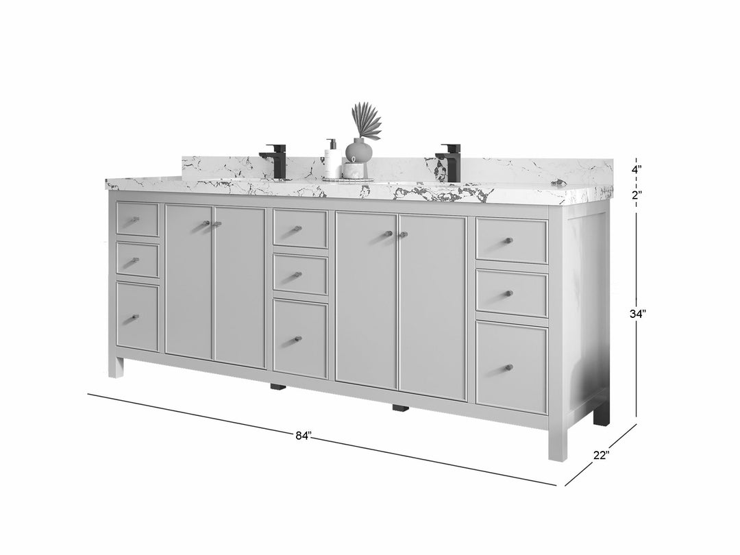 Chicago 84 in. W x 22 in. D Double Sink Bathroom Vanity - Willow Bath and Vanity