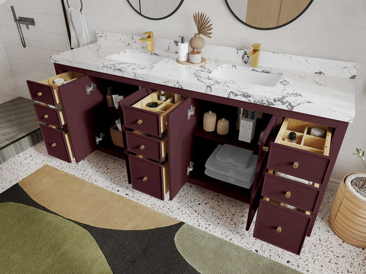 Chicago 84 in. W x 22 in. D Double Sink Bathroom Vanity - photo 3