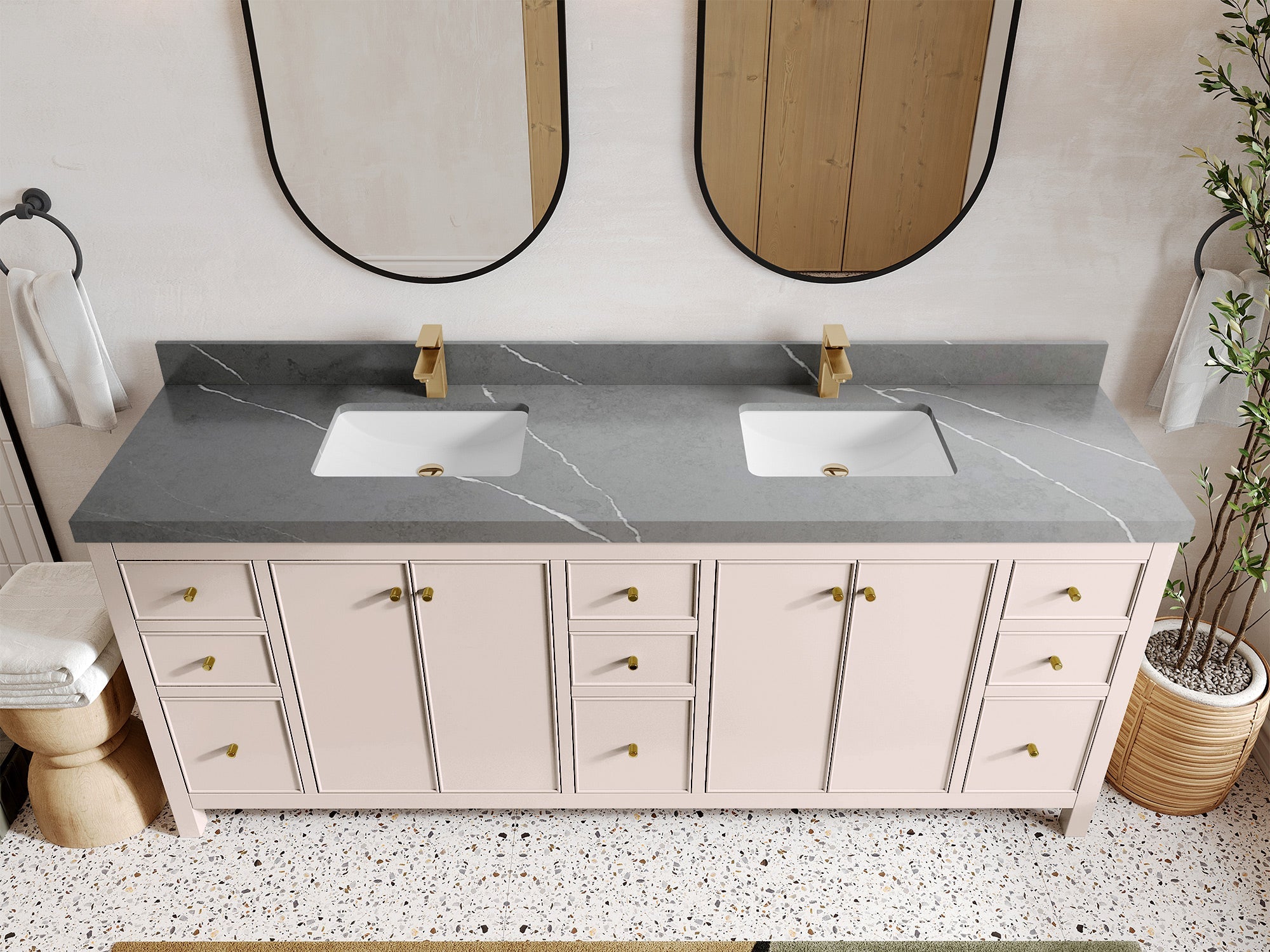Chicago 84 in. W x 22 in. D Double Sink Bathroom Vanity - Willow Bath and Vanity