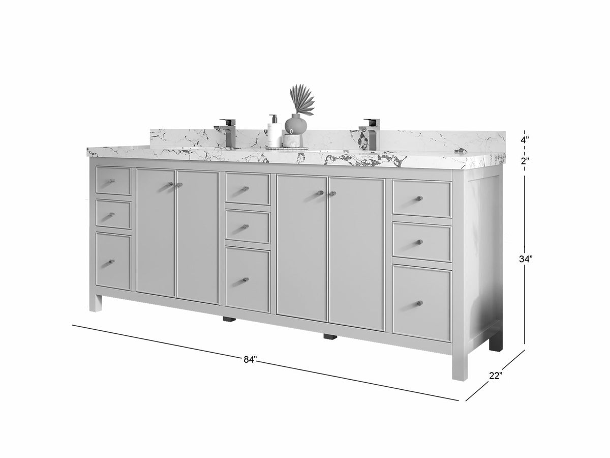 Chicago 84 in. W x 22 in. D Double Sink Bathroom Vanity - Willow Bath and Vanity