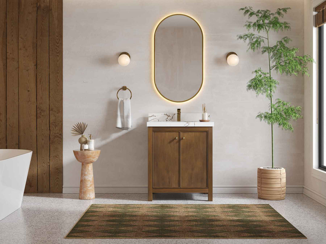 Chicago Teak 30 in. W x 22 in. D Single Sink Bathroom Vanity - Willow Bath and Vanity