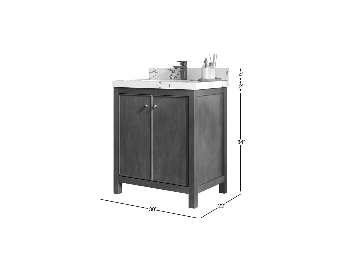Chicago Teak 30 in. W x 22 in. D Single Sink Bathroom Vanity - Willow Bath and Vanity