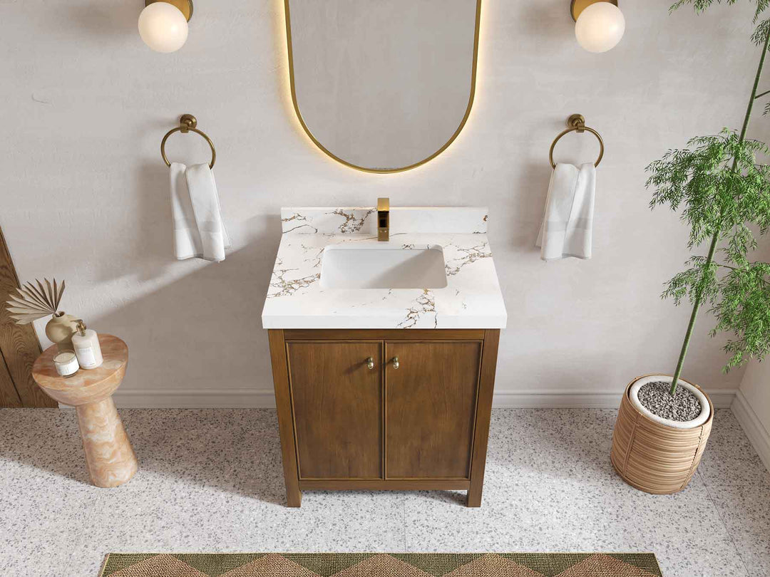 Chicago Teak 30 in. W x 22 in. D Single Sink Bathroom Vanity - Willow Bath and Vanity