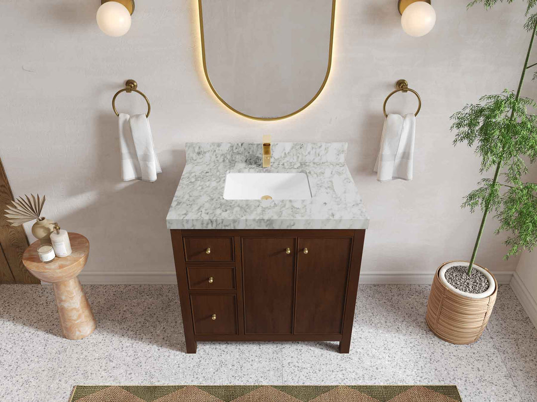 Chicago Teak 36 in. W x 22 in. D Center Sink Bathroom Vanity | 
              
                Dark Walnut Finish Teak
                
                  
             - CHI_TK_WLN_CA_BK_36CR - photo №6