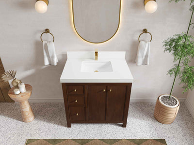 Chicago Teak 36 in. W x 22 in. D Center Sink Bathroom Vanity - Willow Bath and Vanity
