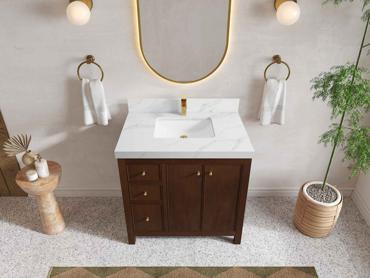 Chicago Teak 36 in. W x 22 in. D Center Sink Bathroom Vanity - photo 12