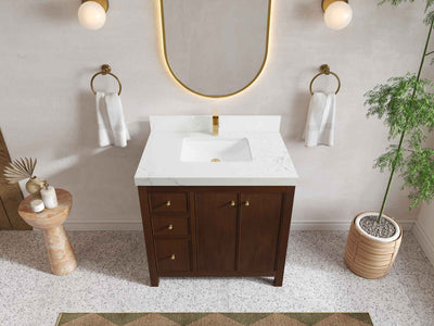 Chicago Teak 36 in. W x 22 in. D Center Sink Bathroom Vanity - Willow Bath and Vanity