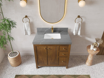 Chicago Teak 36 in. W x 22 in. D Center Sink Bathroom Vanity - Willow Bath and Vanity