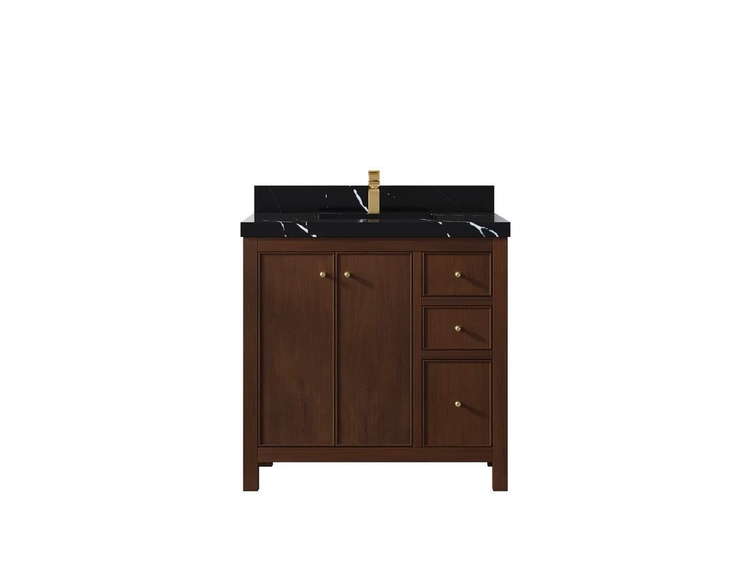 Chicago Teak 36 in. W x 22 in. D Center Sink Bathroom Vanity - Willow Bath and Vanity