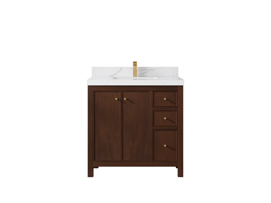 Chicago Teak 36 in. W x 22 in. D Center Sink Bathroom Vanity - Willow Bath and Vanity