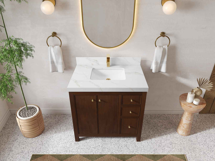Chicago Teak 36 in. W x 22 in. D Center Sink Bathroom Vanity - photo 23