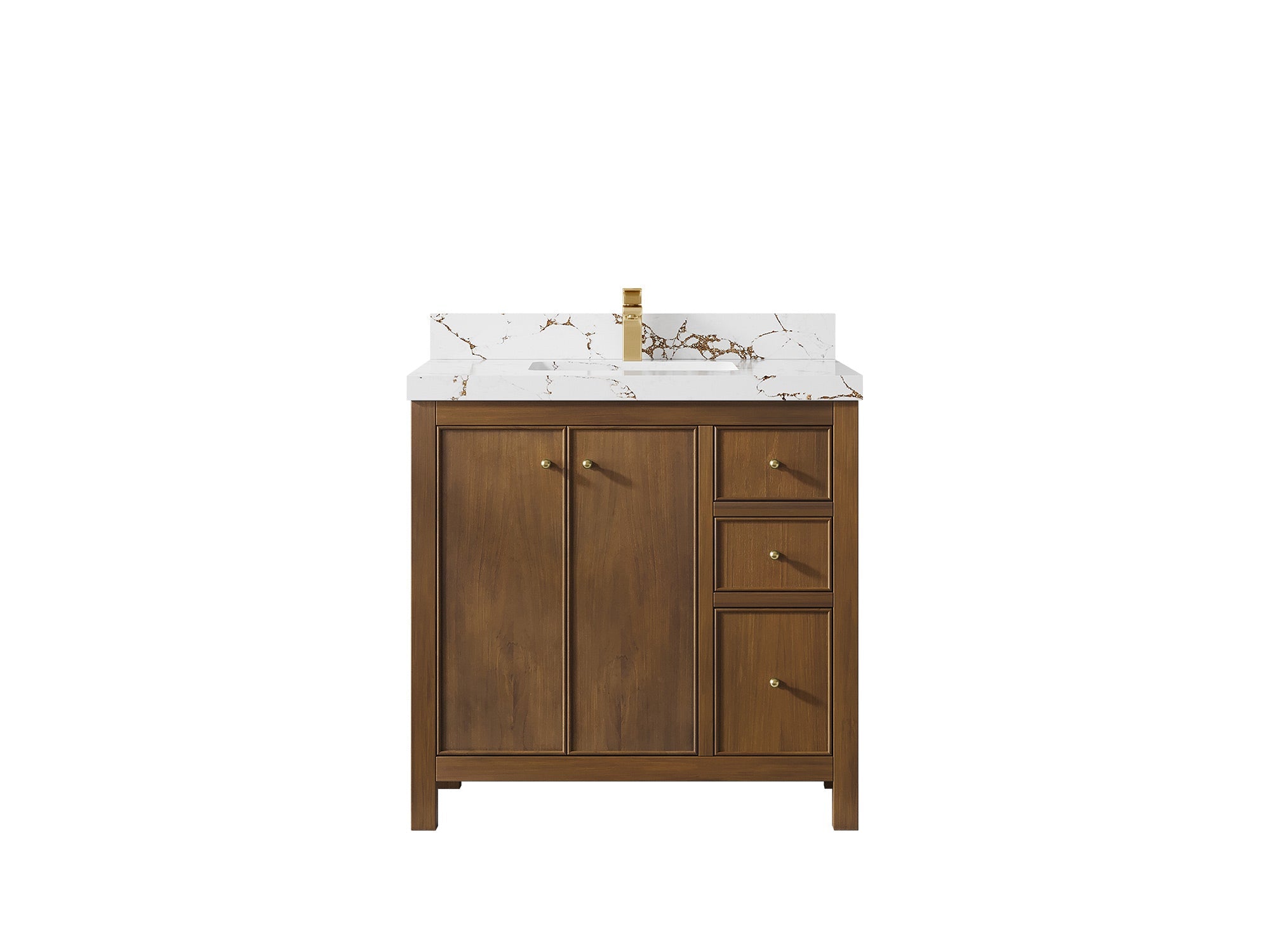 Chicago Teak 36 in. W x 22 in. D Center Sink Bathroom Vanity - Willow Bath and Vanity