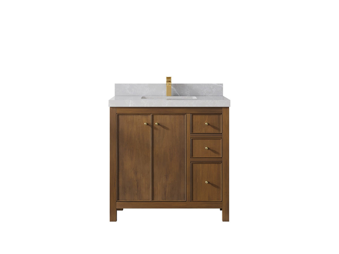 Chicago Teak 36 in. W x 22 in. D Center Sink Bathroom Vanity - Willow Bath and Vanity