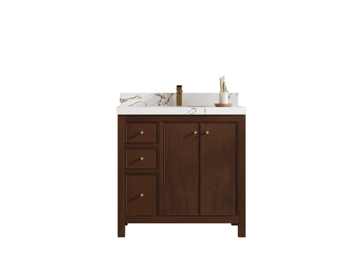 Chicago Teak 36 in. W x 22 in. D Center Sink Bathroom Vanity - photo 1