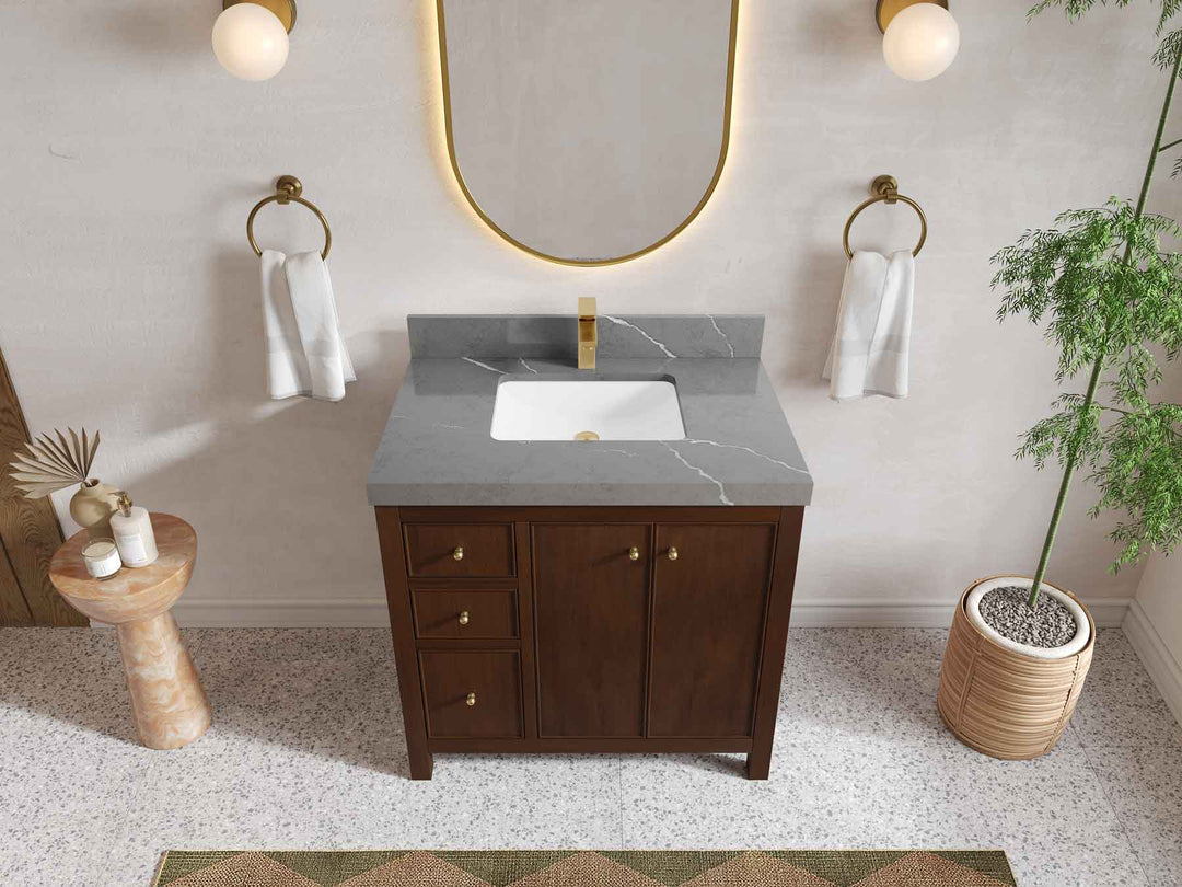 Chicago Teak 36 in. W x 22 in. D Center Sink Bathroom Vanity | 
              
                Dark Walnut Finish Teak
                
                  
             - CHI_TK_WLN_CA_BK_36CR - photo №18