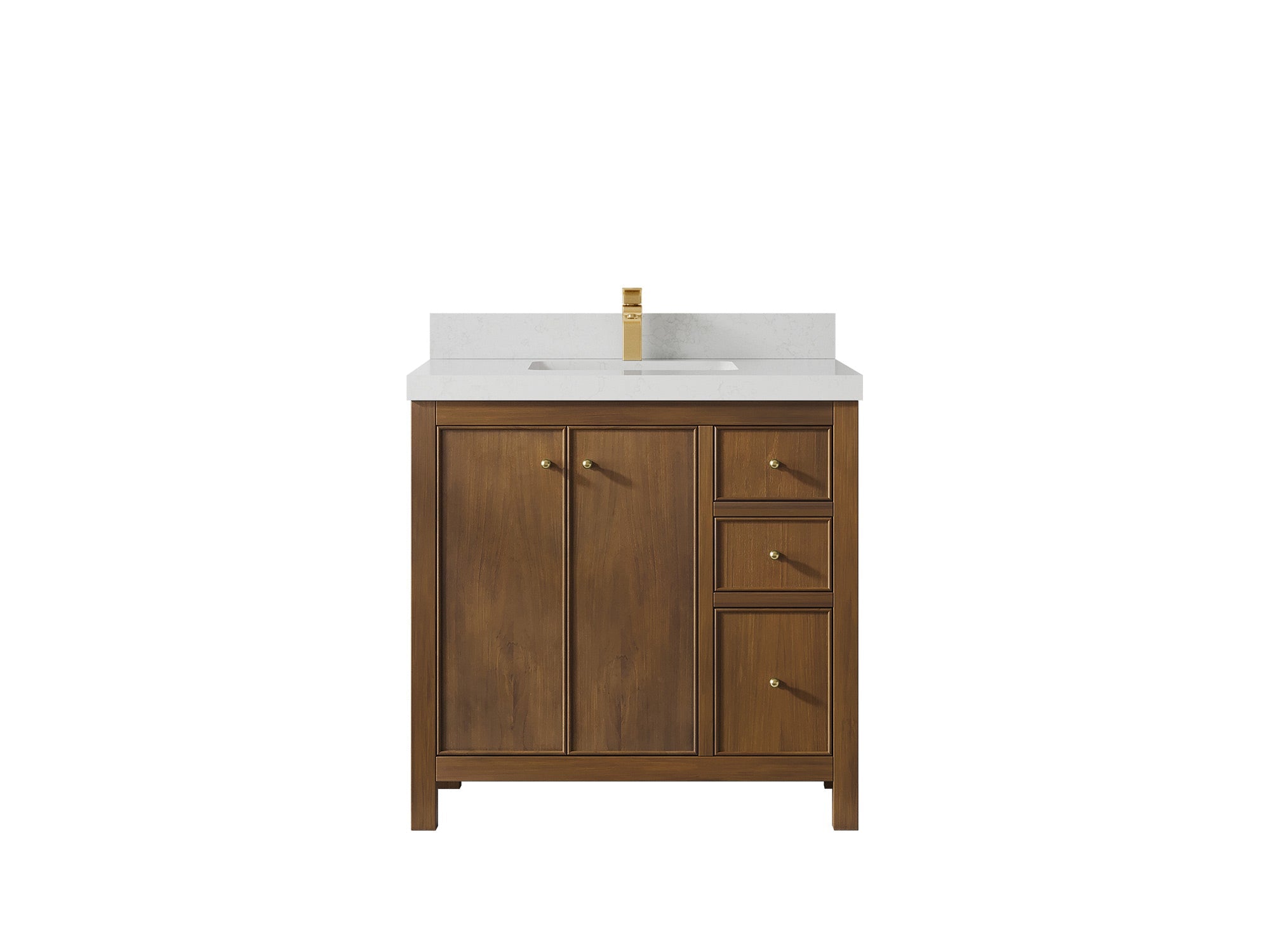 Chicago Teak 36 in. W x 22 in. D Center Sink Bathroom Vanity - Willow Bath and Vanity