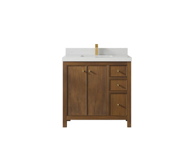 Chicago Teak 36 in. W x 22 in. D Center Sink Bathroom Vanity - Willow Bath and Vanity