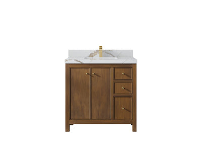 Chicago Teak 36 in. W x 22 in. D Center Sink Bathroom Vanity - Willow Bath and Vanity