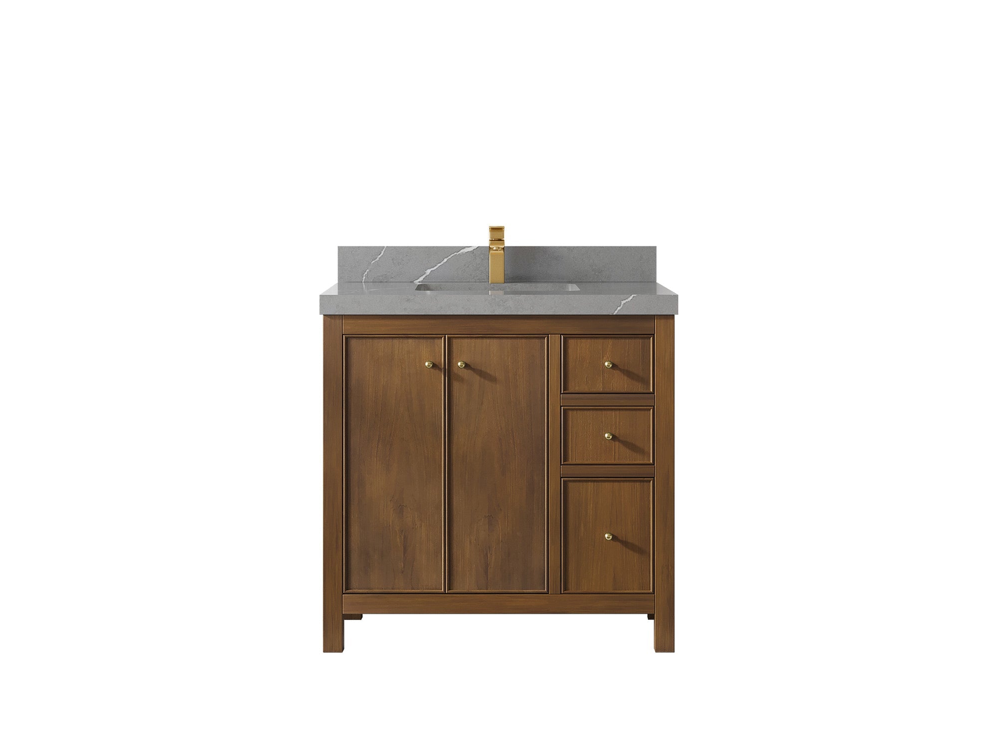 Chicago Teak 36 in. W x 22 in. D Center Sink Bathroom Vanity - Willow Bath and Vanity