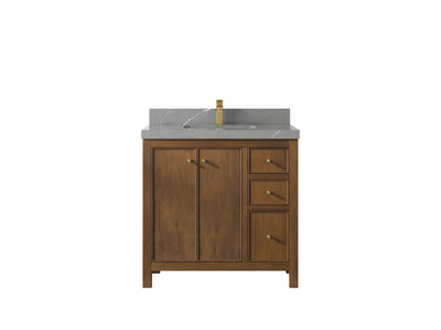 Chicago Teak 36 in. W x 22 in. D Center Sink Bathroom Vanity - Willow Bath and Vanity