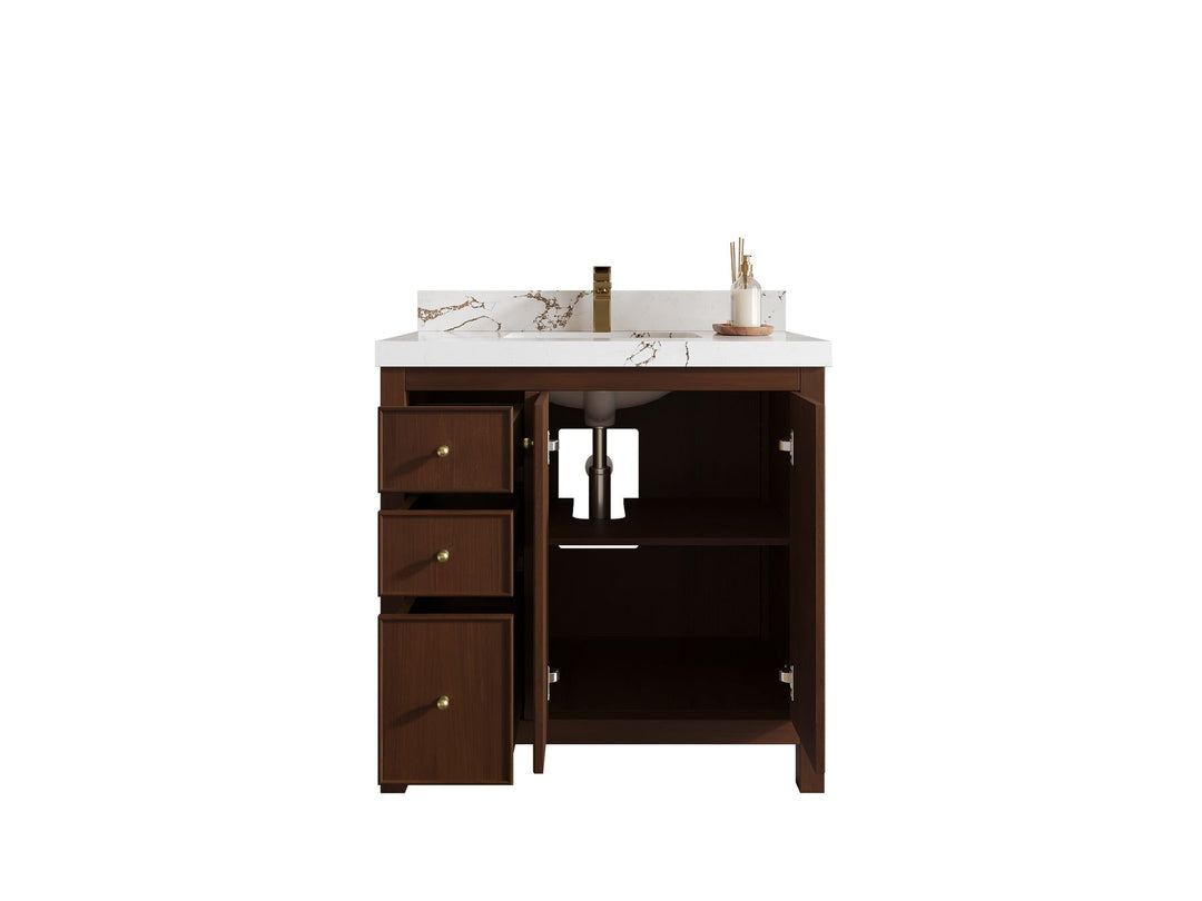Chicago Teak 36 in. W x 22 in. D Center Sink Bathroom Vanity | 
              
                Dark Walnut Finish Teak
                
                  
             - CHI_TK_WLN_CA_BK_36CR - photo №2