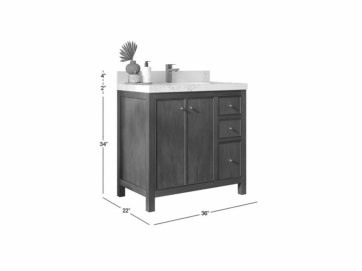 Chicago Teak 36 in. W x 22 in. D Center Sink Bathroom Vanity - photo 4