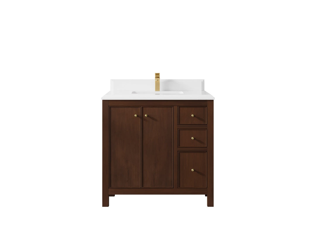 Chicago Teak 36 in. W x 22 in. D Center Sink Bathroom Vanity - Willow Bath and Vanity