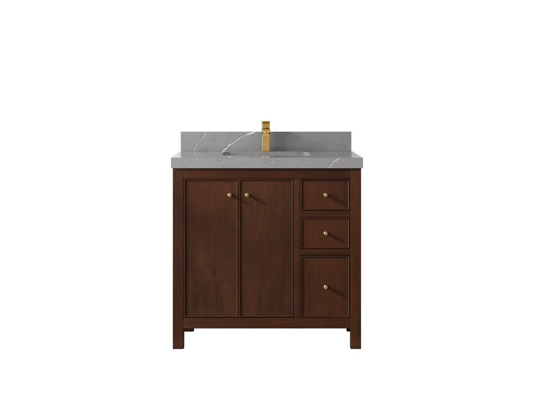 Chicago Teak 36 in. W x 22 in. D Center Sink Bathroom Vanity - Willow Bath and Vanity