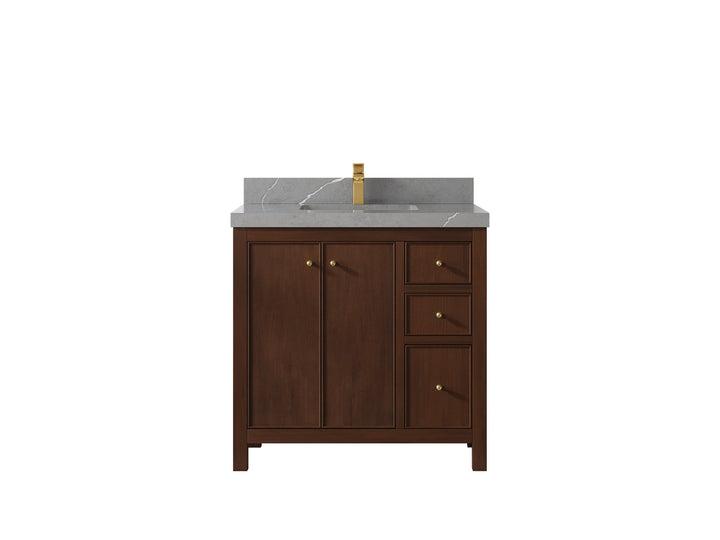 Chicago Teak 36 in. W x 22 in. D Center Sink Bathroom Vanity - photo 36