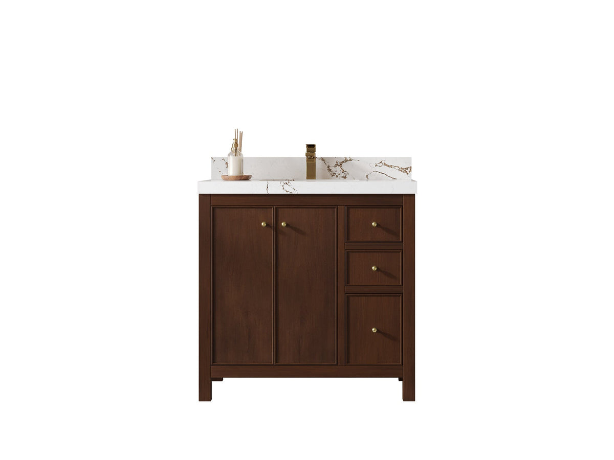 Chicago Teak 36 in. W x 22 in. D Center Sink Bathroom Vanity - Willow Bath and Vanity