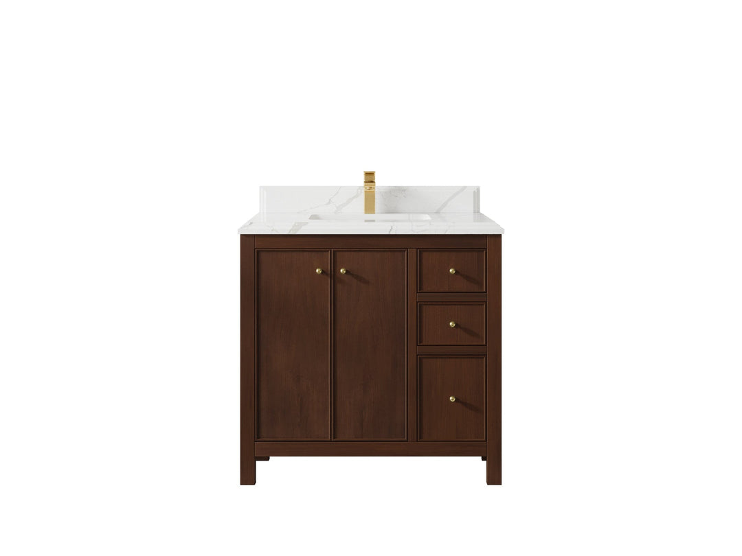 Chicago Teak 36 in. W x 22 in. D Center Sink Bathroom Vanity - Willow Bath and Vanity