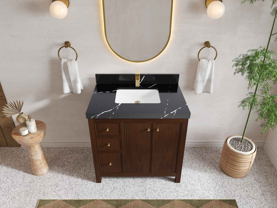 Chicago Teak 36 in. W x 22 in. D Center Sink Bathroom Vanity | 
              
                Dark Walnut Finish Teak
                
                  
             - CHI_TK_WLN_CA_BK_36CR - photo №8