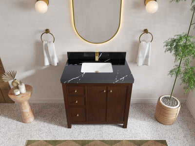 Chicago Teak 36 in. W x 22 in. D Center Sink Bathroom Vanity - Willow Bath and Vanity