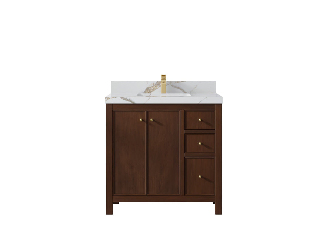 Chicago Teak 36 in. W x 22 in. D Center Sink Bathroom Vanity - Willow Bath and Vanity