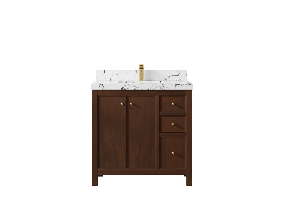 Chicago Teak 36 in. W x 22 in. D Center Sink Bathroom Vanity - Willow Bath and Vanity