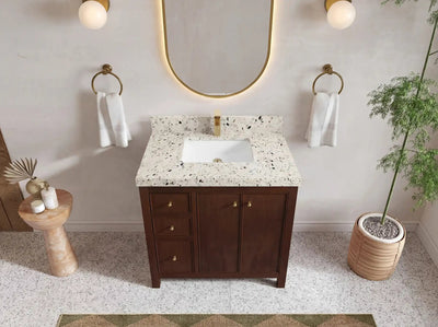 Chicago Teak 36 in. W x 22 in. D Center Sink Bathroom Vanity - Willow Bath and Vanity