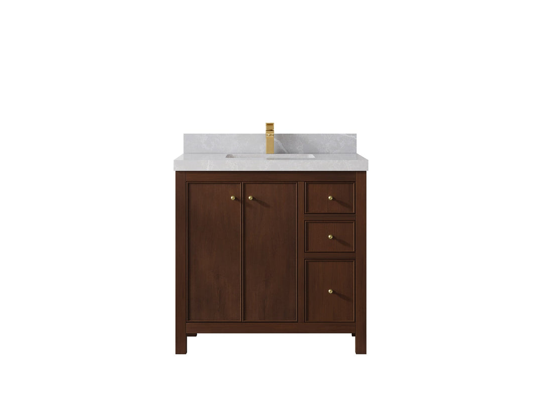 Chicago Teak 36 in. W x 22 in. D Center Sink Bathroom Vanity - Willow Bath and Vanity