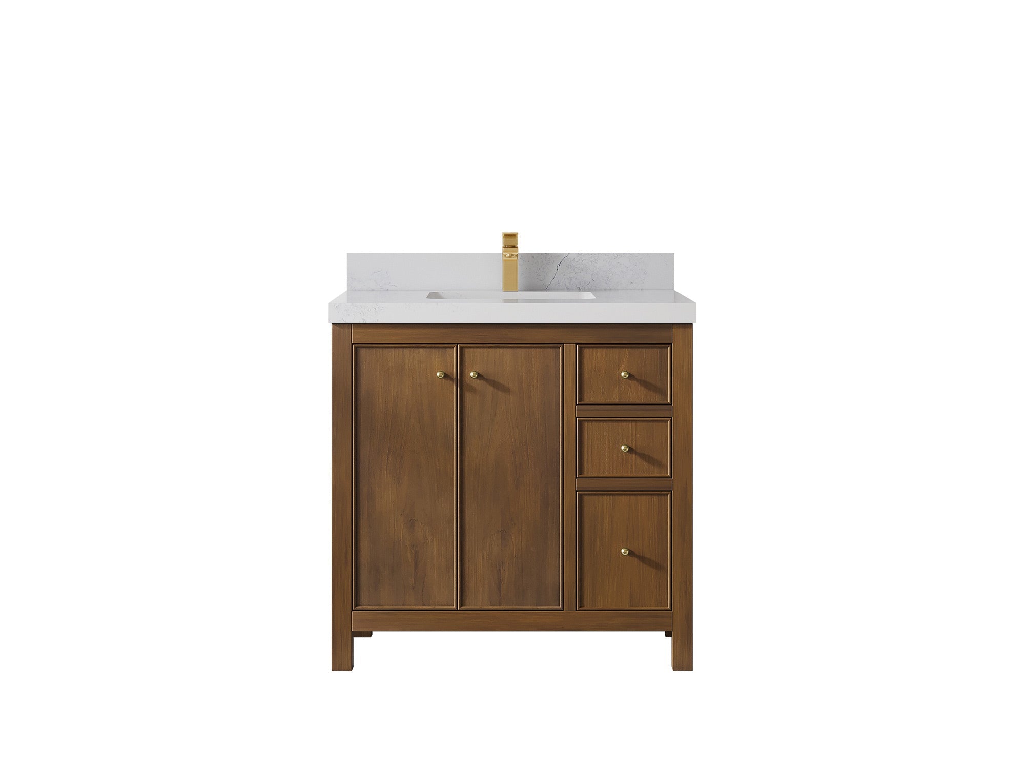 Chicago Teak 36 in. W x 22 in. D Center Sink Bathroom Vanity - Willow Bath and Vanity