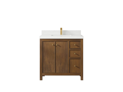 Chicago Teak 36 in. W x 22 in. D Center Sink Bathroom Vanity - Willow Bath and Vanity