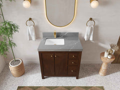 Chicago Teak 36 in. W x 22 in. D Left Offset Sink Bathroom Vanity - photo 31