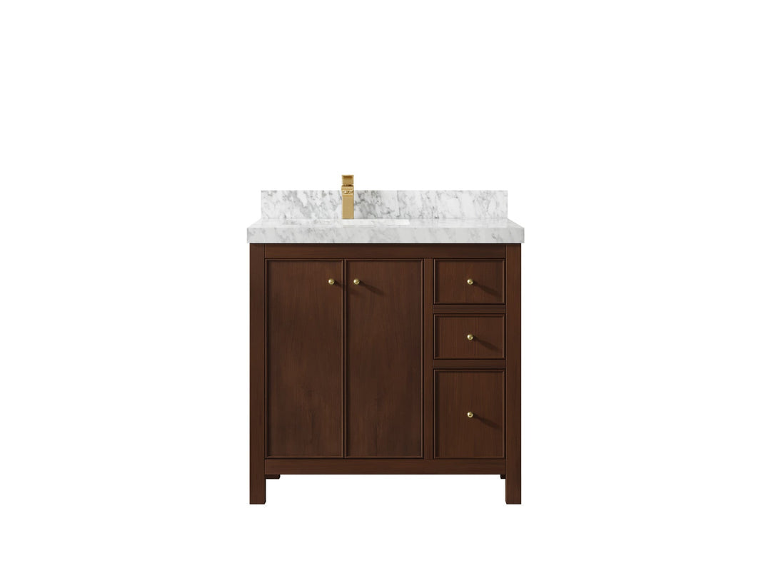 Chicago Teak 36 in. W x 22 in. D Left Offset Sink Bathroom Vanity - Willow Bath and Vanity