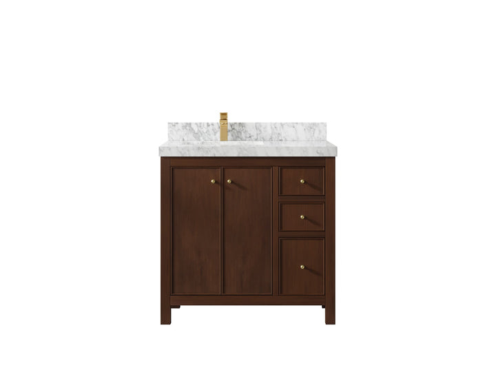 Chicago Teak 36 in. W x 22 in. D Left Offset Sink Bathroom Vanity - photo 8