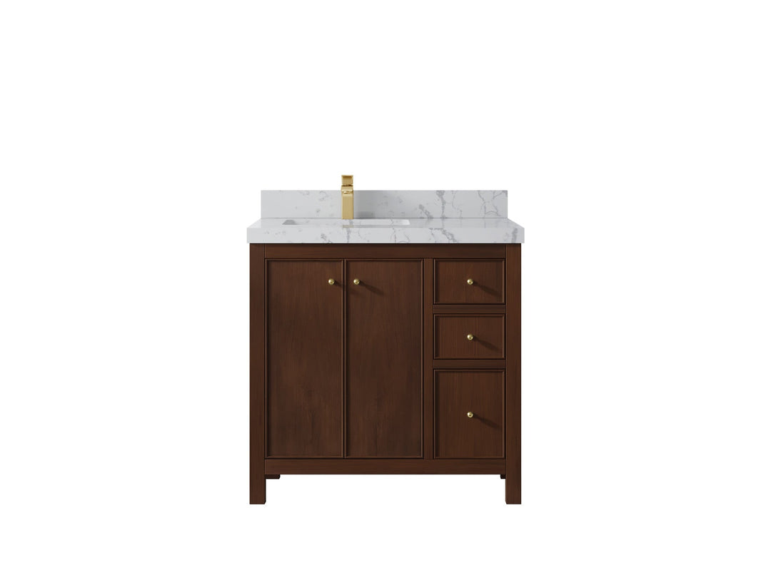 Chicago Teak 36 in. W x 22 in. D Left Offset Sink Bathroom Vanity - Willow Bath and Vanity