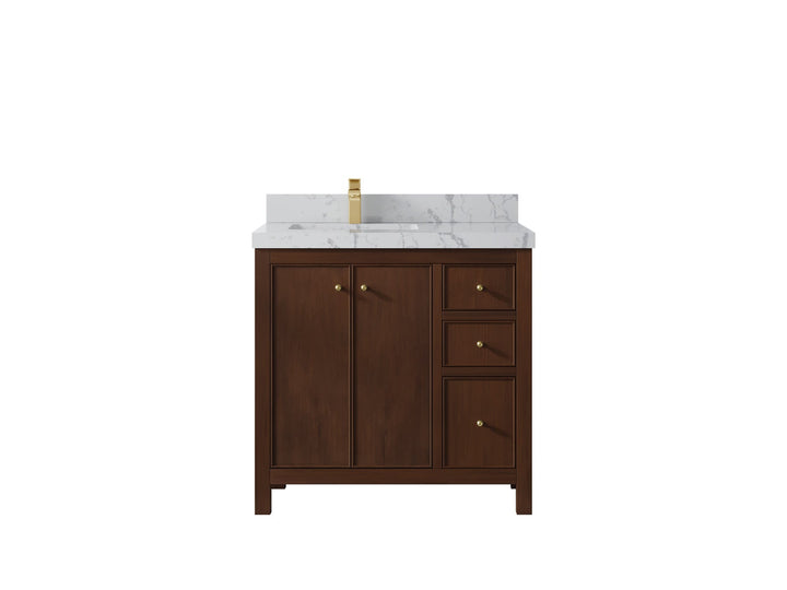 Chicago Teak 36 in. W x 22 in. D Left Offset Sink Bathroom Vanity - photo 40