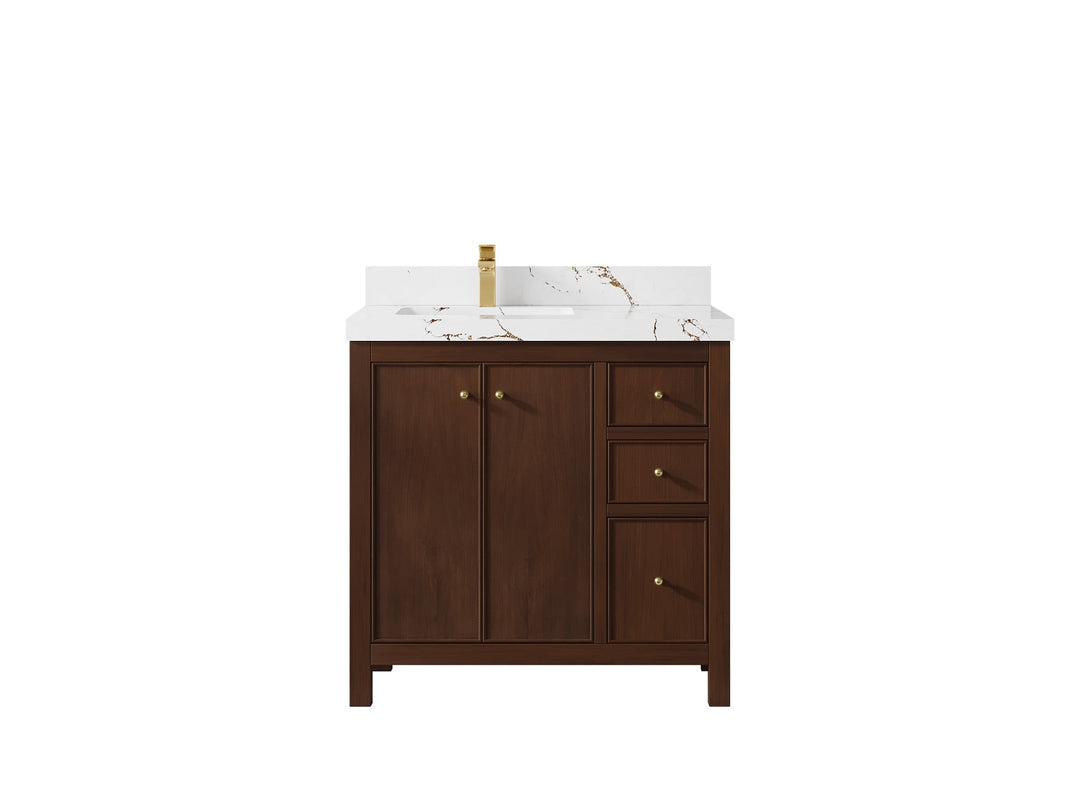 Chicago Teak 36 in. W x 22 in. D Left Offset Sink Bathroom Vanity - Willow Bath and Vanity