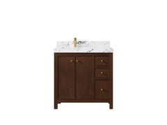Chicago Teak 36 in. W x 22 in. D Left Offset Sink Bathroom Vanity - photo 38