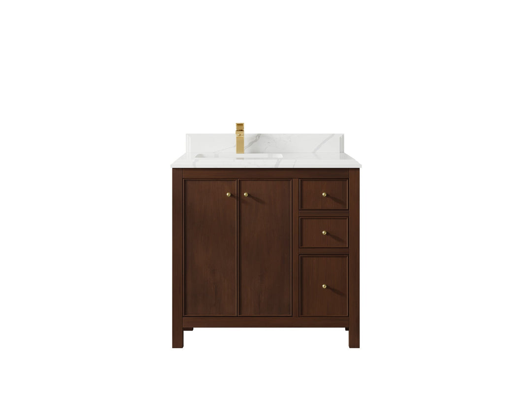 Chicago Teak 36 in. W x 22 in. D Left Offset Sink Bathroom Vanity - Willow Bath and Vanity