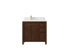 Chicago Teak 36 in. W x 22 in. D Left Offset Sink Bathroom Vanity - photo 22
