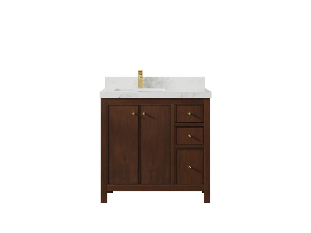 Chicago Teak 36 in. W x 22 in. D Left Offset Sink Bathroom Vanity - Willow Bath and Vanity