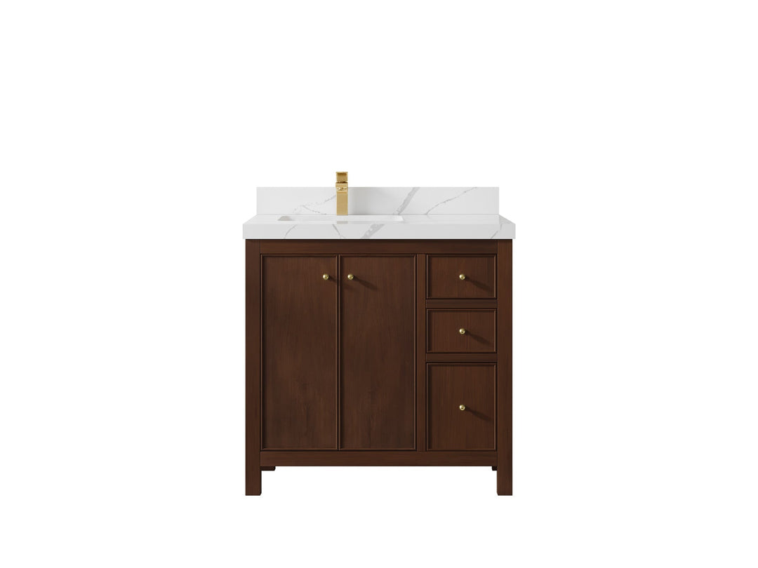 Chicago Teak 36 in. W x 22 in. D Left Offset Sink Bathroom Vanity - Willow Bath and Vanity